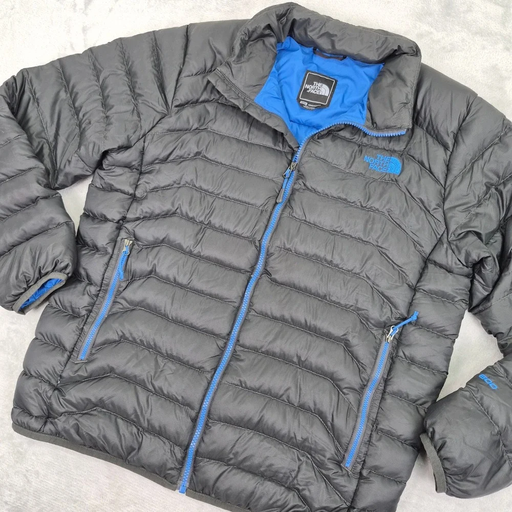 The North Face Mens 600 Down Puffer Jacket Grey Blue Full Zip Medium NF0A3Y4D